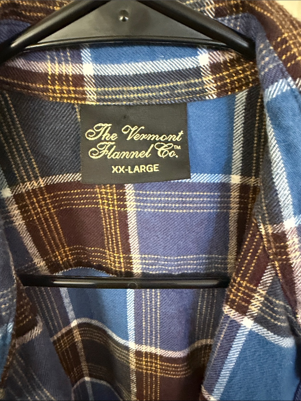 The Vermont Flannel Co. Men's Blue and Brown Plaid Button-Down Shirt - XX-Large